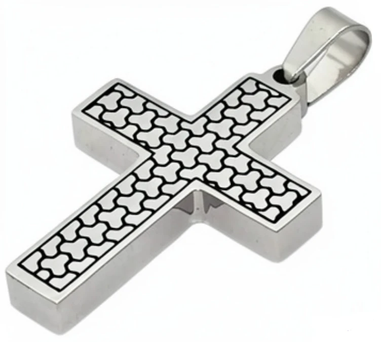 Dije de Acero Quirurgico cruz maciza 32mm
